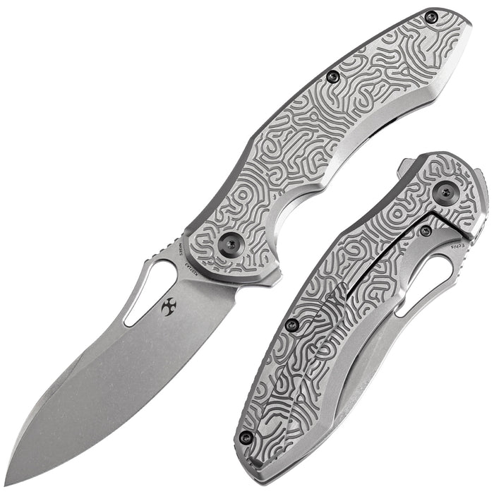 KANSEPT Echis Thumb Hole Textured beadblasted Titanium Handle (3.45''CPM S35VN Blade ) Djinn Design -K1071A3