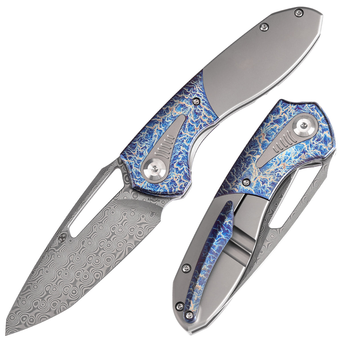 KANSEPT Thoth Thumb Hole Knife Bead Blasted Titanium and Lightning