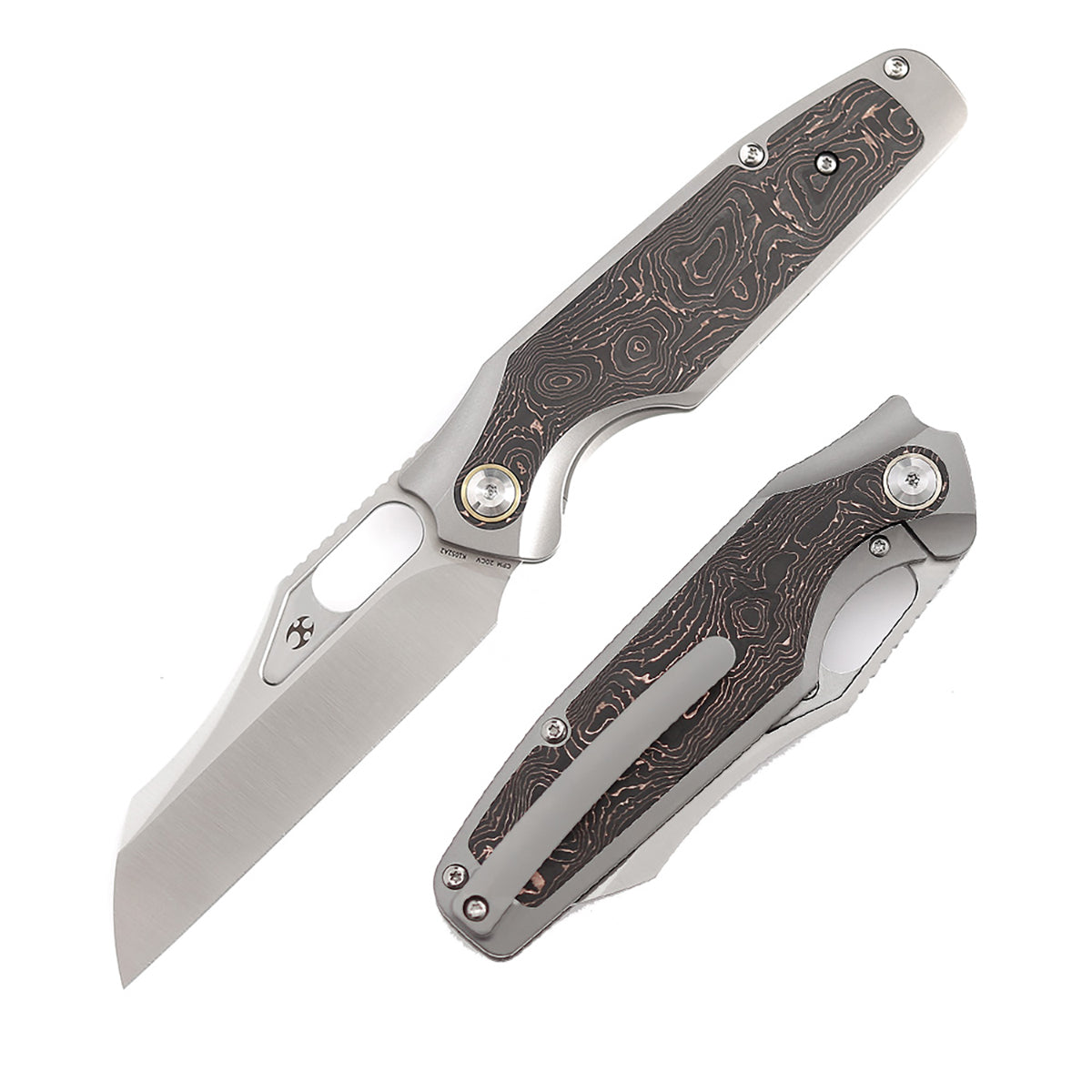 KANSEPT Tuckamore Thumb Hole Knife Titanium +Copper Carbon Fiber