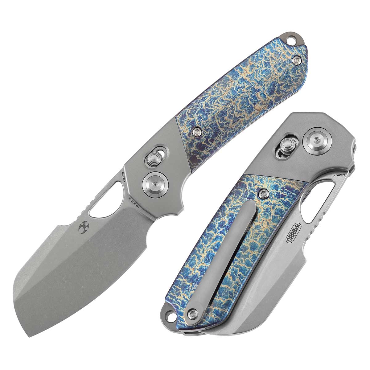 Kansept Nahual | Crossbar Lock | Beadblasted Titanium & Lightning