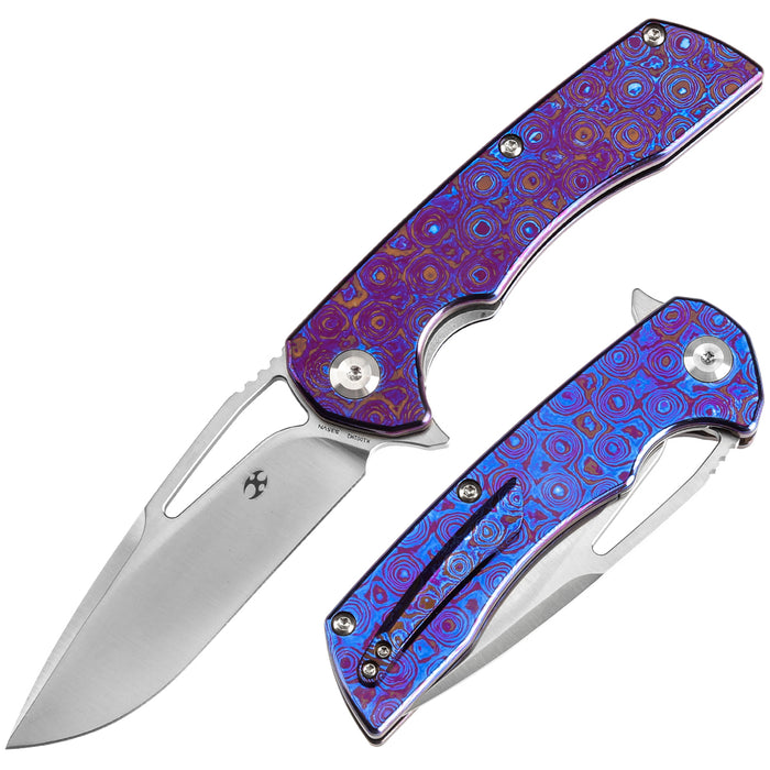 KANSEPT KRYO Thumb Hole Timascus Handle (3.58" CPM S35VN Blade) Kim Ning Design-K1001M2