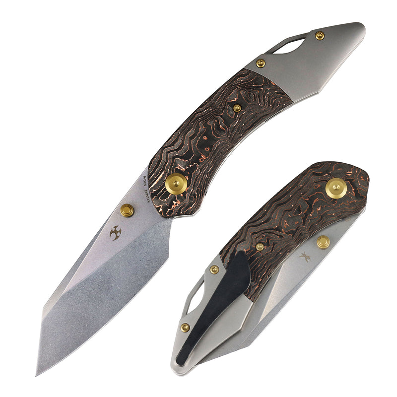 K9 | Bolster Liner Lock | Copper Carbon Fiber & Plain Titanium | 3.63" CPM S35VN | Keanison Knives Design | K1151A2