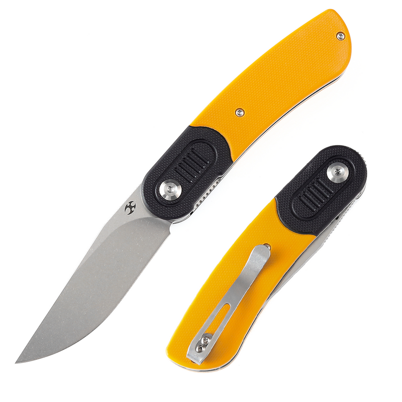 Reverie T2025B7 Stonewashed 154CM Blade Black and Yellow G10 Handle Design by Justin Lundquist