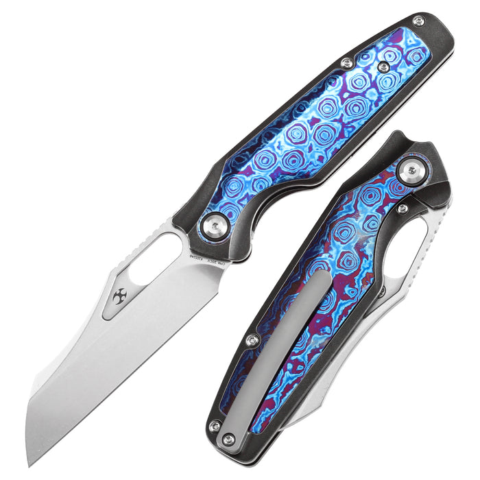 KANSEPT Tuckamore Thumb Hole Knife Blackwash Titanium and Timascus Handle (3.54" CPM 20CV Blade)  -K1052A6