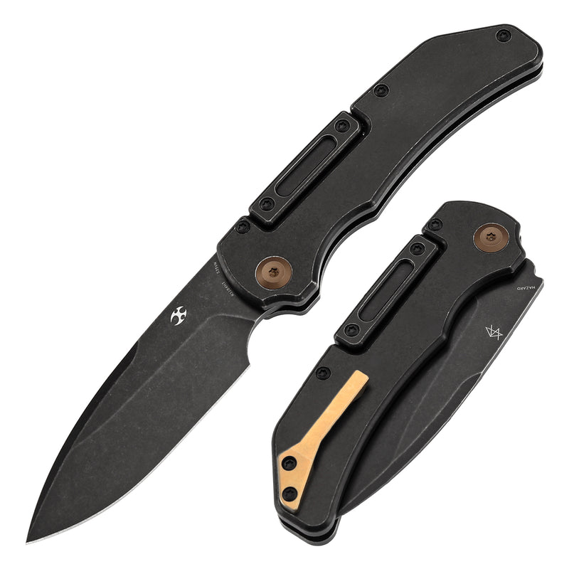 KANSEPT Hazard Bali Lock Knife Blackwash Titanium Handle(3.63" CPM S35VN Blade)Steven Dunnuck Design-K1104H3