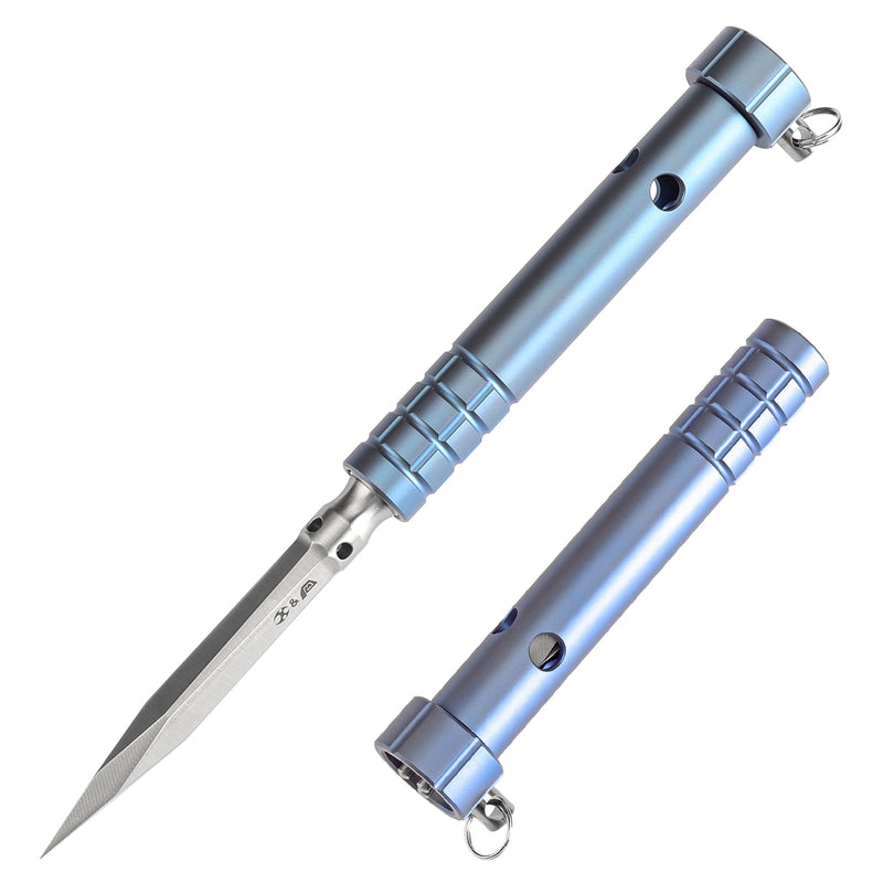 Kansept EDC Tool Stiletto G005A6 5CR13 Steel & Blue Anodized Titanium Designed by Marco Panella