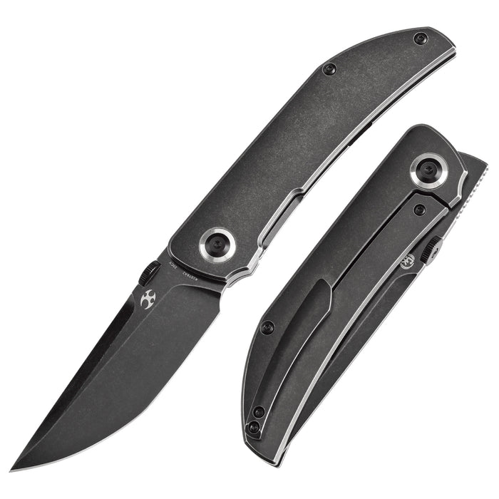 KANSEPT Tarkin Frame Lock Knife Blackwash Titanium Handle (3.36'' CPM20CV Blade) Matthew Christensen Design - K1078A2