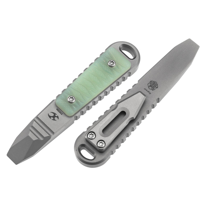 Kansept EDC Kursor Plain Titanium+Jade G10 with Tsukamaki-Inspired Pattern Designed by Koch Tools-G015A2