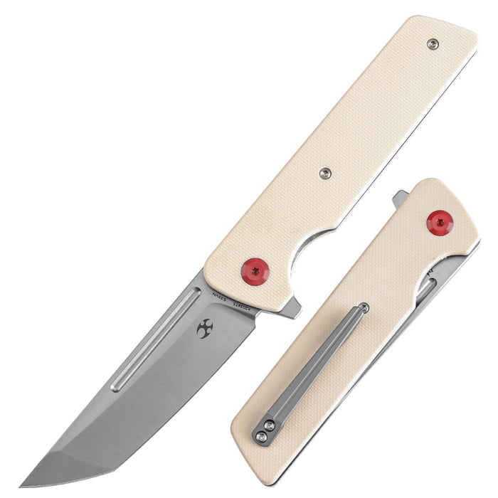 KANSEPT Anomaly Flipper Knife Ivory G10 Handle (3.14''CPM S35VN Blade) Dirk Pinkerton-K2038T5