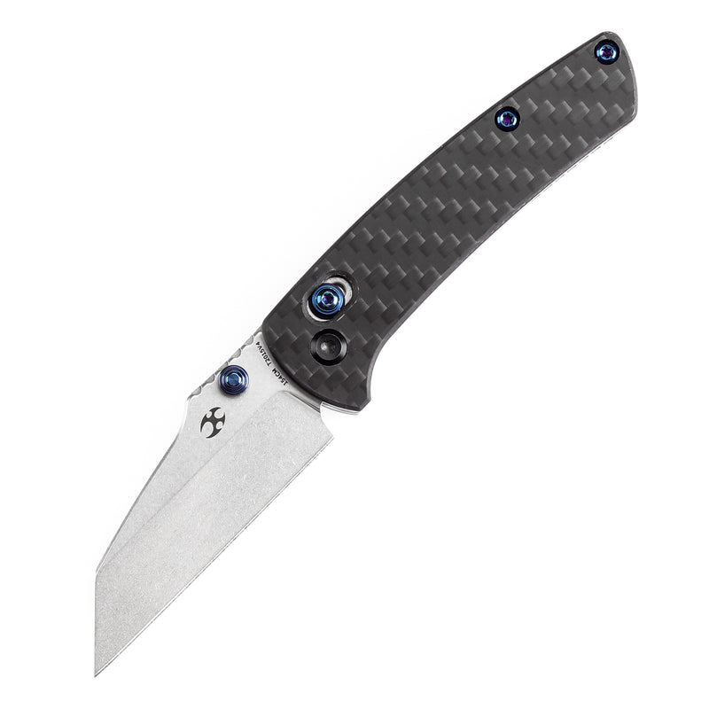 KANSEPT Little Main Street Cross Bar Lock Twill Carbon Fiber and G10 Handle (2.26'' Stonewashed 154CM Blade) Dirk Pinkerton Design T2015V4