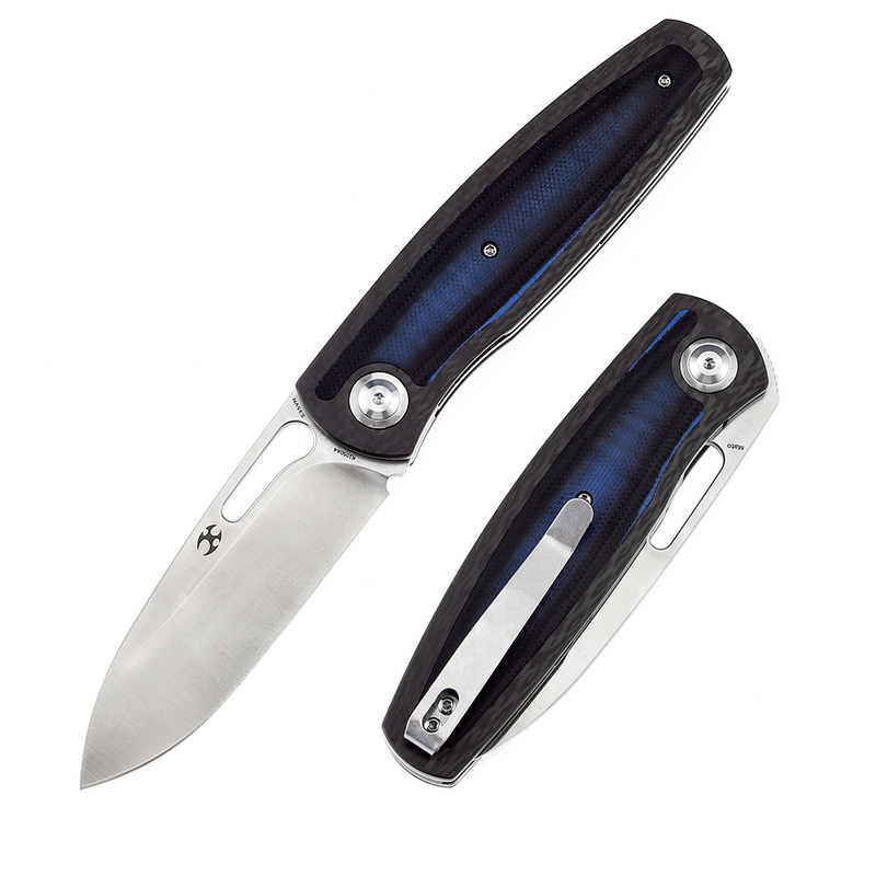 KANSEPT Mato K1050A4 Satin CPM-S35VN Blade Twill Carbon Fiber +Blue Black G10 Handle with Villella Knives Design