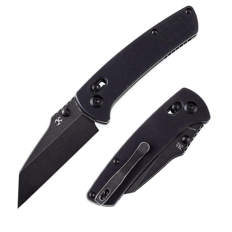 KANSEPT Main Street Thumb Studs/Crossbar Lock Knife Black G10 Handle (3.36''154CM Blade) Dirk Pinkerton Design-T1015V1