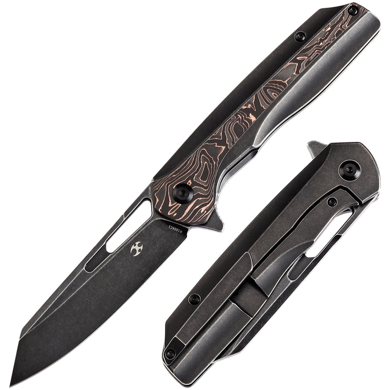 KANSEPT Shard K1006C1 Blackwashed CPM S35VN Blade Blackwashed Titanium and Copper Carbon Fiber Handle With Kim Ning Design