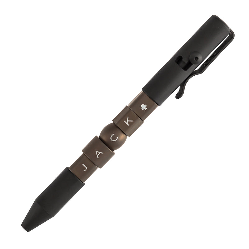 Kansept EDC Customizer Bolt Action Pen Black & Bronze Titanium with Jackpot Vibes Pattern Designed by Kevin Passon-G013P4