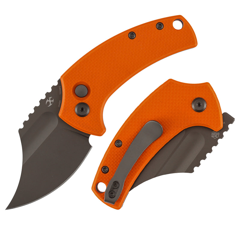 Kansept Wasp | Button Lock | Orange G10 | 2.36" Gray TiCn Coated 154CM Blade | Koch Tools Design | T2144F2