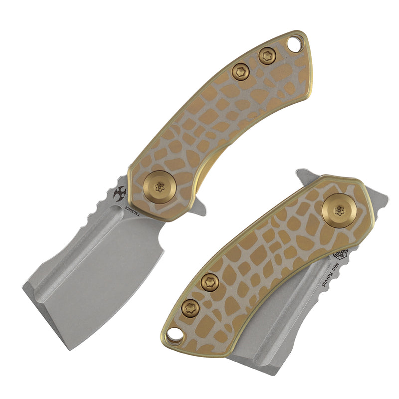 KANSEPT Mini Korvid | Liner Lock |1.45" 154CM Blade | Golden Anodized Titanium with Laser-Etched "Cracked Eggshell" Pattern | Koch Tools Design | T3030C3