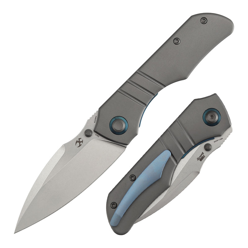 Kansept Mini Lanza | Thumb Stud | Gray Stonewashed Titanium | 3.31" CPM 20CV Blade | Brandon Corbin Designed | K1116A1