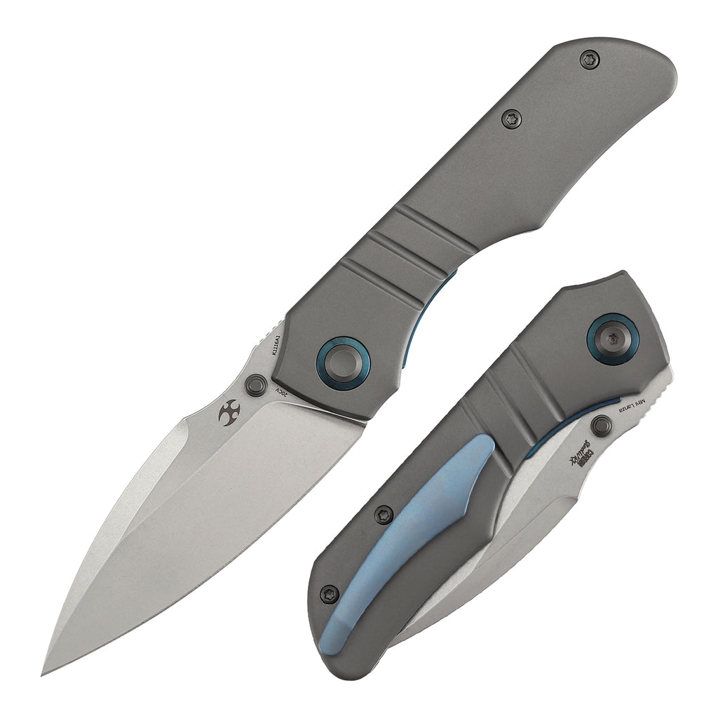 Kansept Mini Lanza Thumb Stud Stonewashed Titanium 3.31" CPM 20CV Blade Brandon Corbin Designed K1116A1