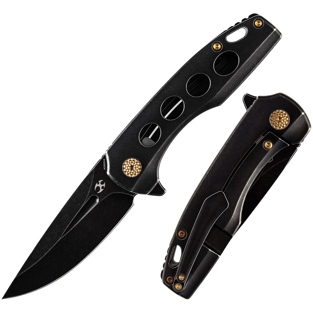 KANSEPT Cassowary Flipper Knife Blackwash Titanium Handle (2.9