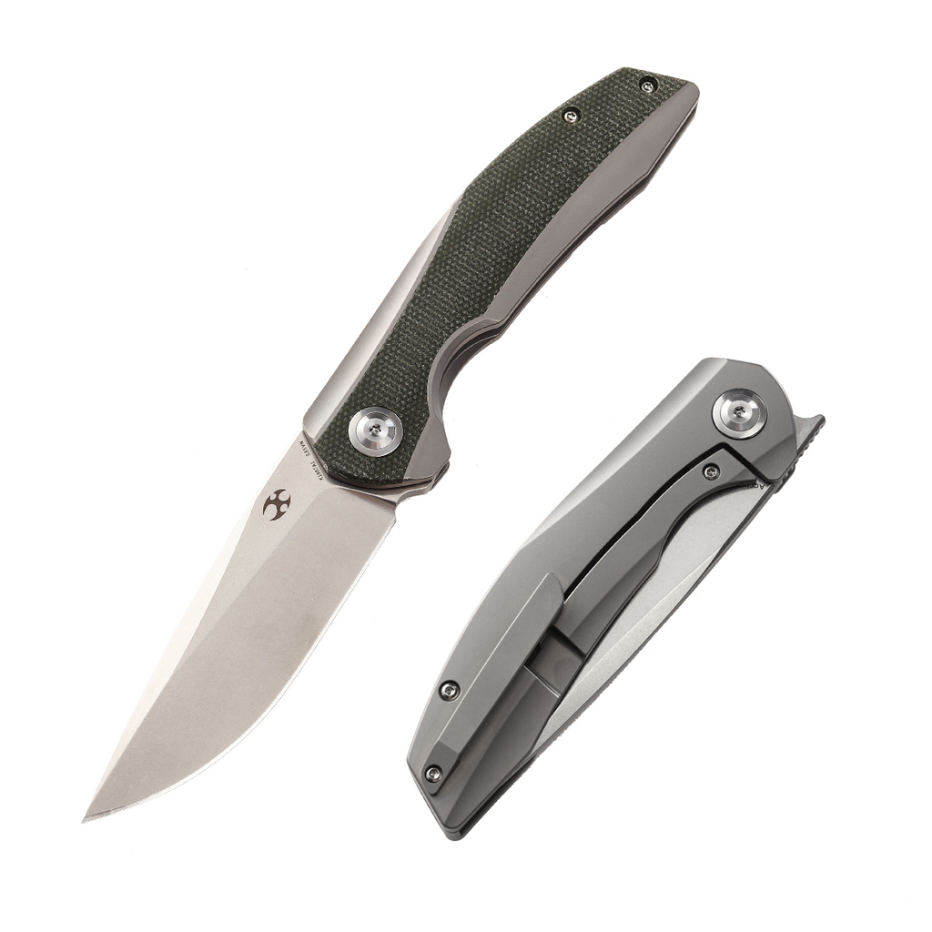 Accipiter Flipper Knife Canvas Micarta+ Titanium Handle Kim Ning Design K1007A1