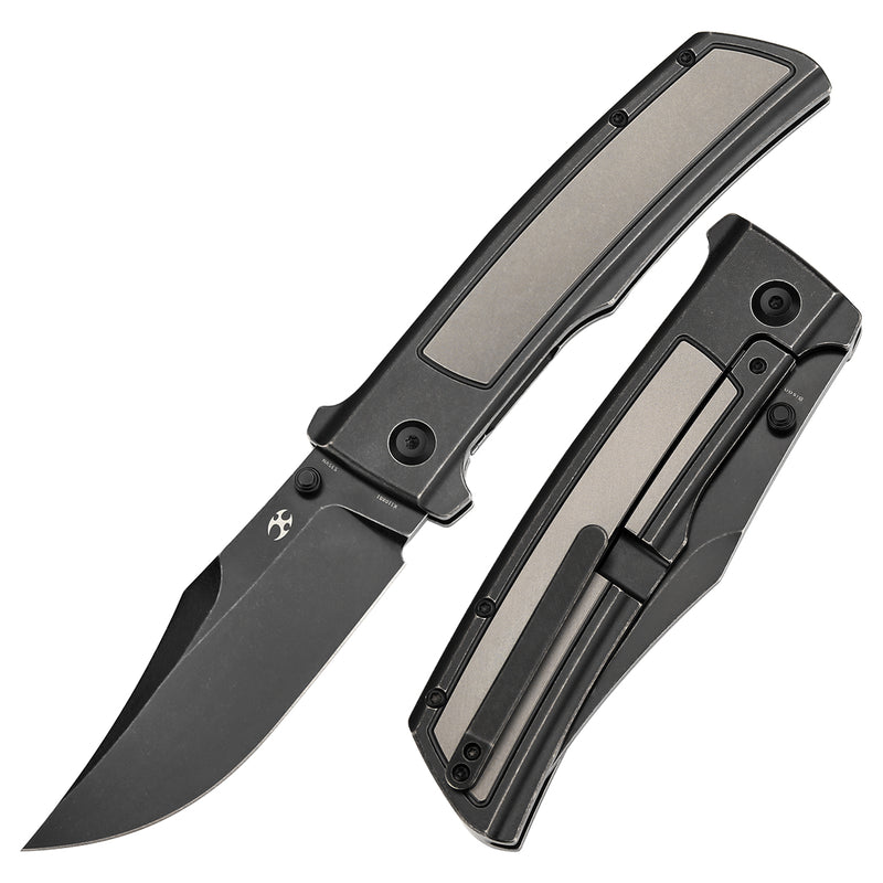 KANSEPT Bison Thumb Stub Blackwash Titanium Handle 4.25" CPM S35VN Blade) with Ray Laconico Knives Design-K1108B1