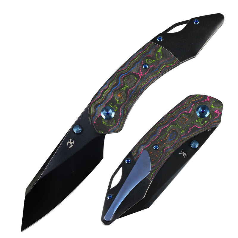 Exclusive | K9 | Bolster Liner Lock | 80S Camo Carbon & Balckwash Titanium | 3.63" Black Mirror DLC CPM S35VN | Keanison Knives Design | K1151A6