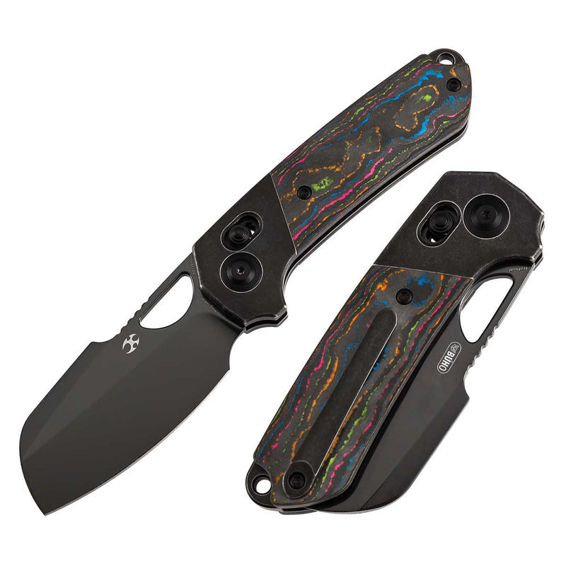 KANSEPT Nahual Crossbar Lock Knife Blackwash Titanium with 80S Camo CarbonHandle(2.95" Mirror DLC Magnacut Blade) Javier Garcia Design-K2125V1