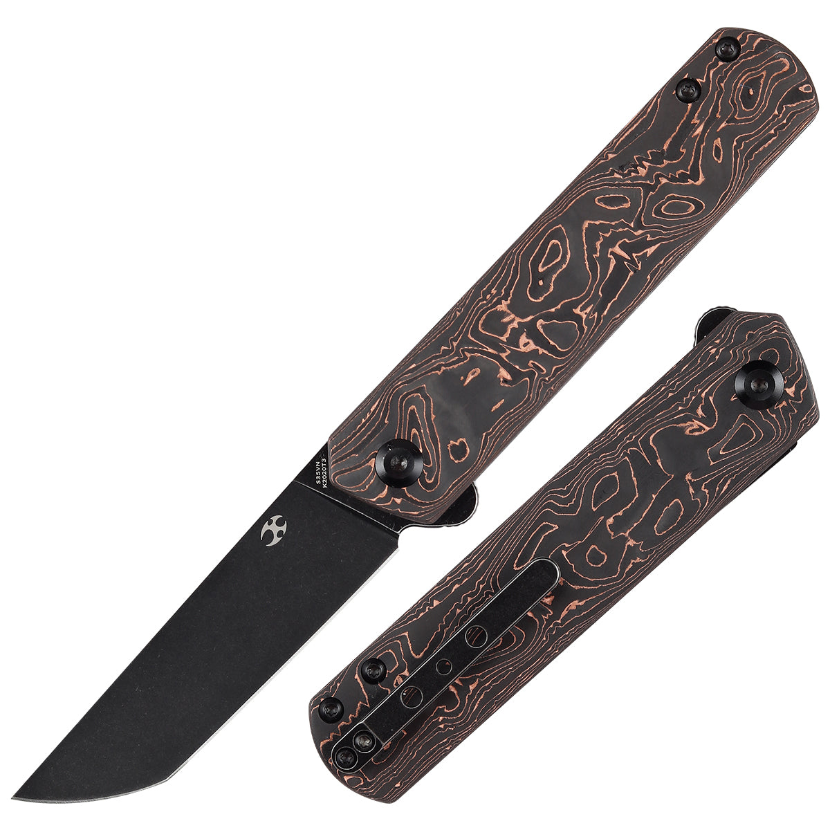 KANSEPT Foosa Slip Joint/Flipper Knife Copper Carbon Fiber Handle