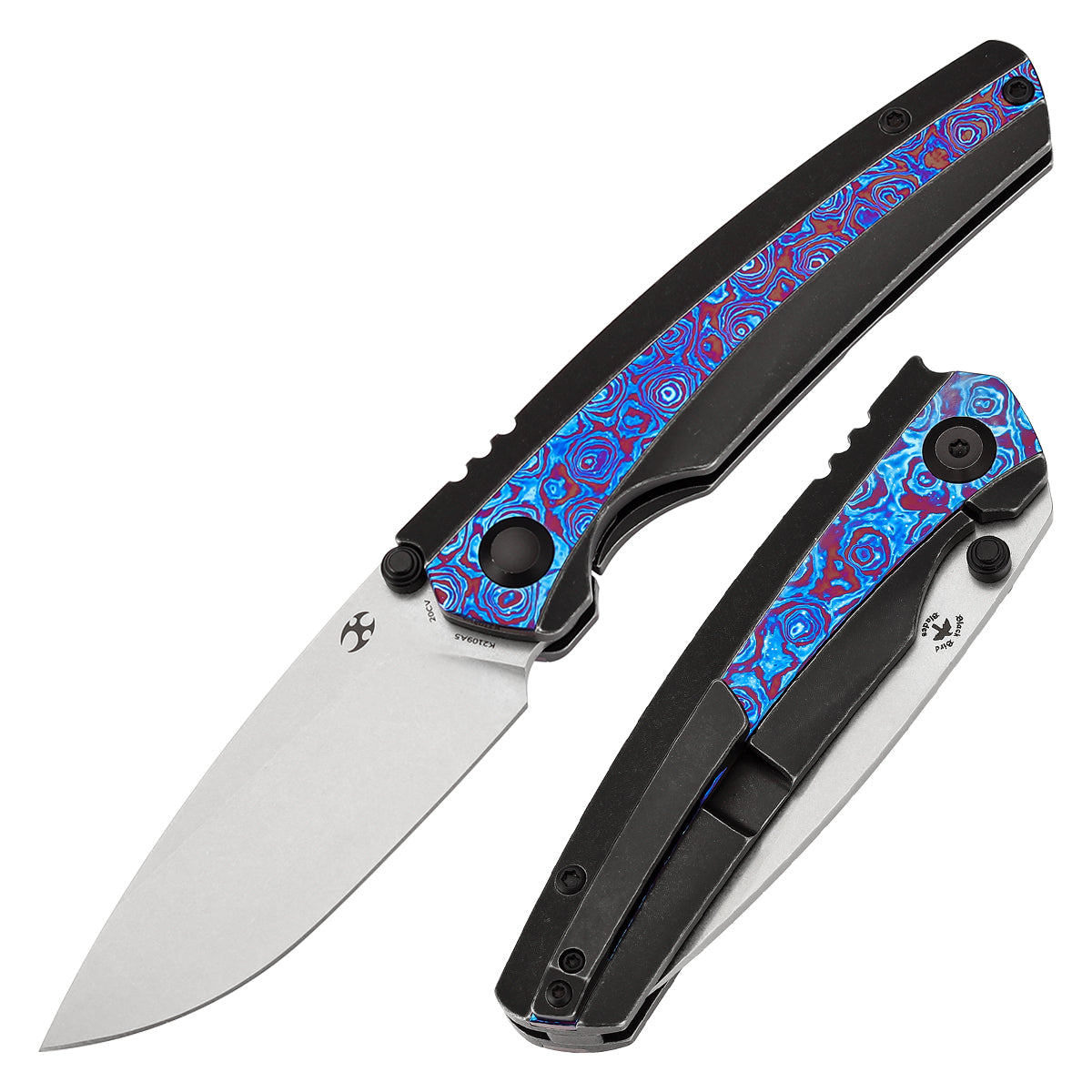 KANSEPT Thumb Stub Raven Blackwash Titanium wtih Timascus Handle