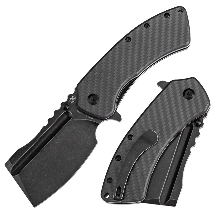 KANSEPT XL Korvid Flipper Knife Carbon Fiber with G10 Handle (3.55'' CPM S35VN Blade) Koch Tools Design-K1030A10