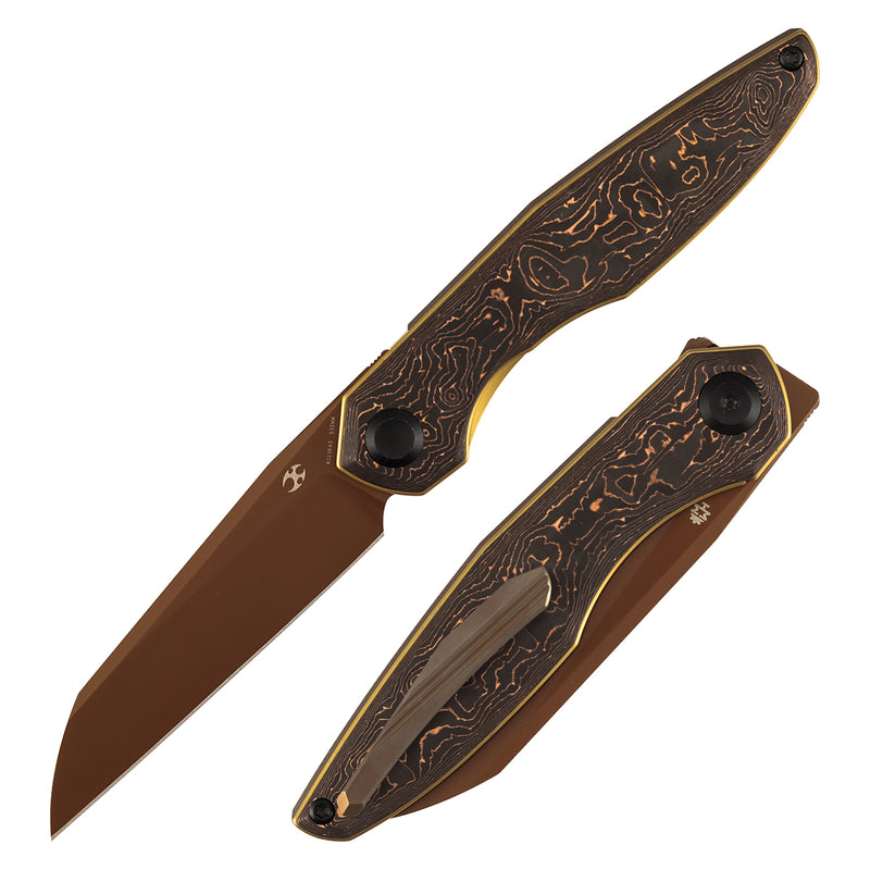 Kansept Halide | Liner Lock | Copper Carbon Fiber | 3.2" Rose Gold Coated CPM S35VN Blade | James Arnold Design | K1136A5