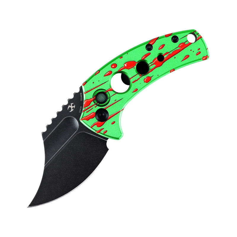 Wasp | Button Lock | Green Aluminum with Zombie Blood Print | 2.36" 154CM | Koch Tools | T2144F8