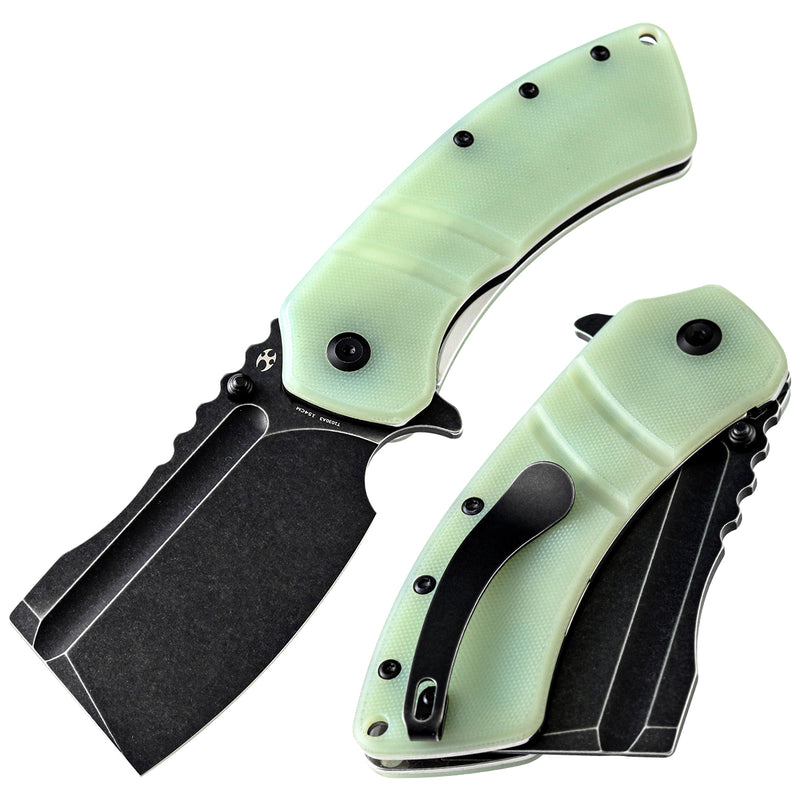 KANSEPT XL Korvid Thumb Stub Jade G10 Handle (3.55" 154CM Blade)Designed by Koch Tools-T1030A3