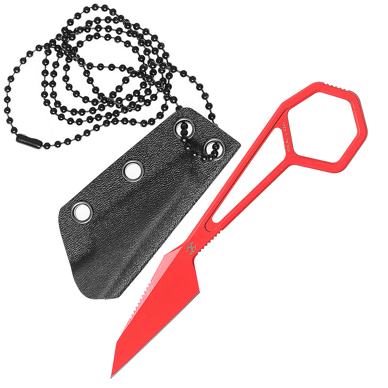 KANSEPT HEX Fixed Blade 1.9''Blade Red Coating 14C28N with Kydex Sheath  Ostap Hel Design -G001R1