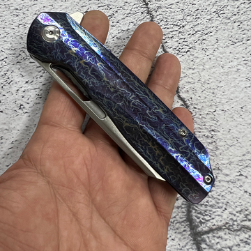 KANSEPT Shard K1006A16 Satin CPM-S35VN Blade Lightning Strike Anodized Titanium Handle With Kim Ning Design