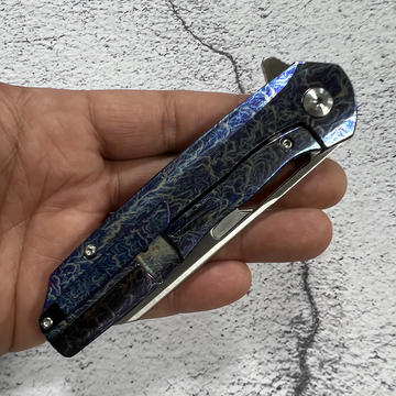 KANSEPT Shard K1006A16 Satin CPM-S35VN Blade Lightning Strike Anodized Titanium Handle With Kim Ning Design