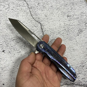 KANSEPT Shard K1006A16 Satin CPM-S35VN Blade Lightning Strike Anodized Titanium Handle With Kim Ning Design