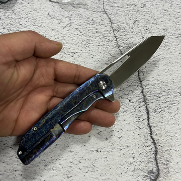 KANSEPT Shard K1006A16 Satin CPM-S35VN Blade Lightning Strike Anodized Titanium Handle With Kim Ning Design