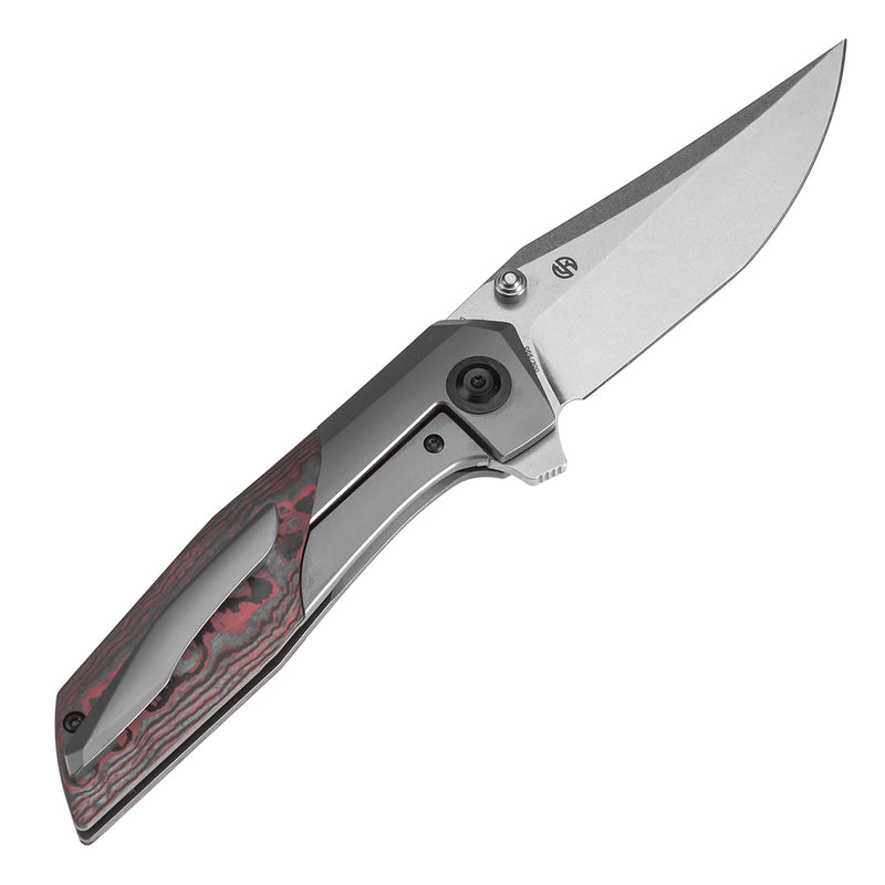 KANSEPT Deadite Thumb Stub Bronze Anodized Titanium with Lava Flow Fatcarbon Handle (3.52''CPM S35VN Blade ) Tuffknives Designed - K1081A4