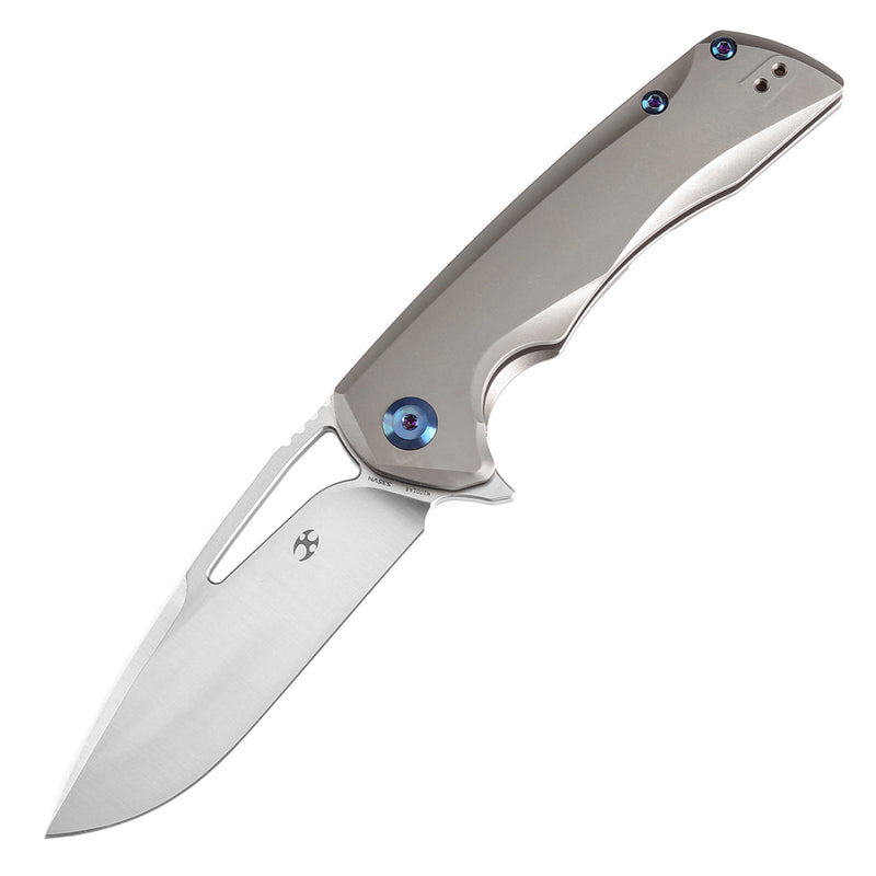 KANSEPT KRYO Thumb Hole Bronze Anodized and Stonewashed Titanium Handle (3.58" CPM S35VN Blade) Kim Ning Design-K1001A8