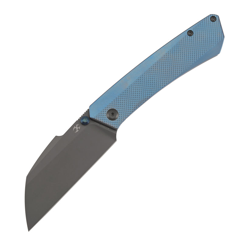 KANSEPT Contra | Thumb Stubs | Blue Anodized Titanium with Diamond Pattern | 3.25" S90V Blade | Nathan Contra Design | K1139A3