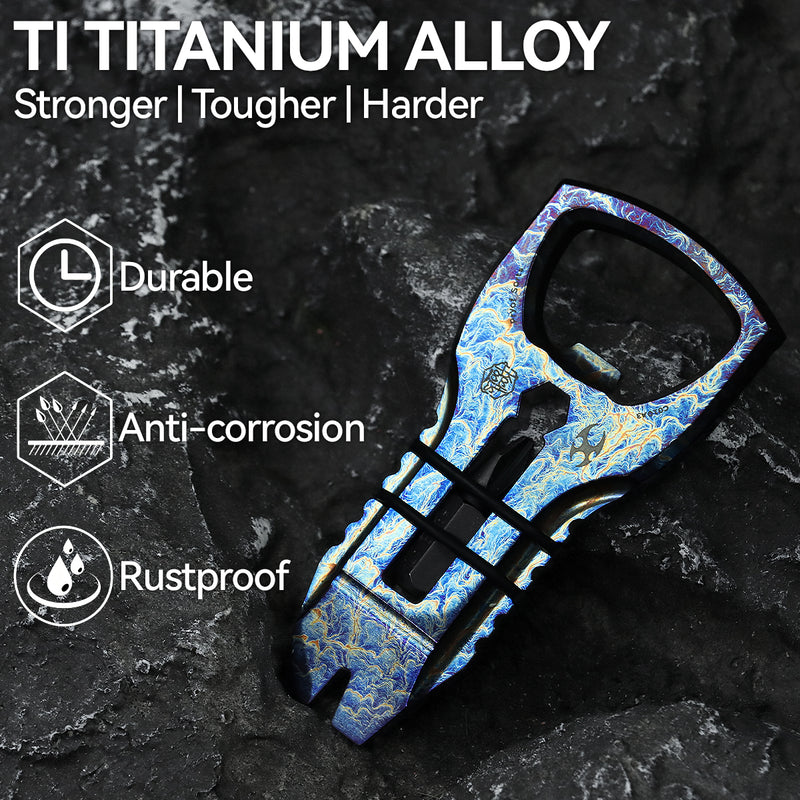 PryOfSorts Titanium EDC Multi-Tool | Pry Bar, Bottle Opener & Magnetic Bit Driver | Lightning Strike Finish | Designed by Koch Tools-C010A3