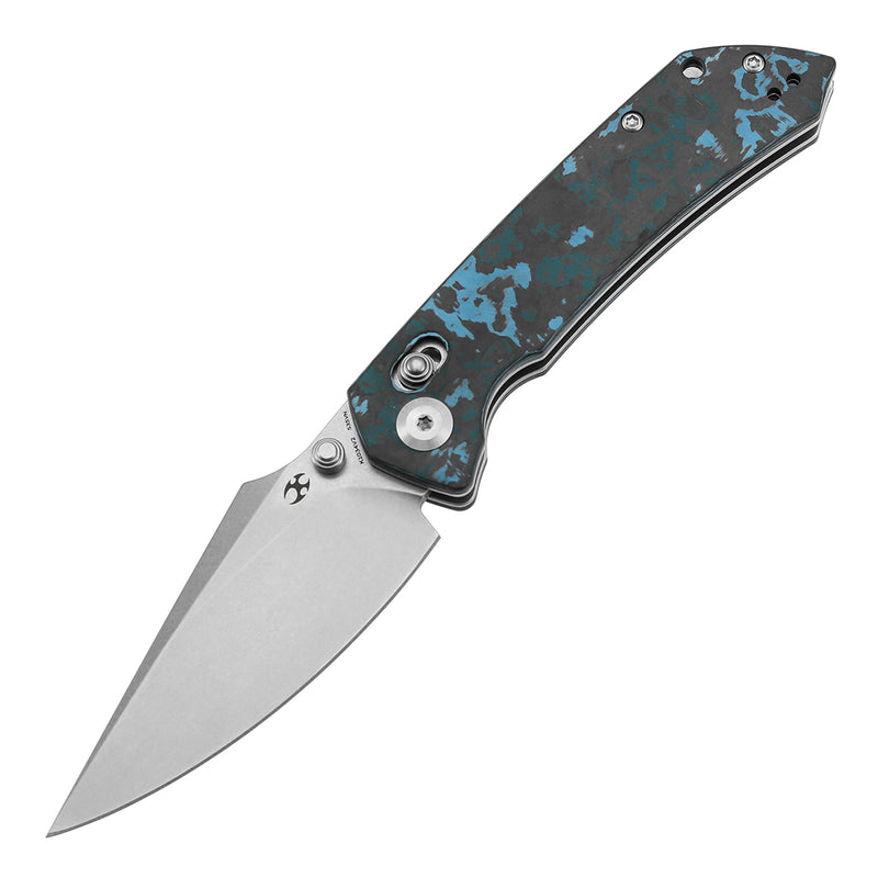 KANSEPT Fenrir Crossbar Lock Knife Arctic Storm Carbon Fiber Handle (3.48'' CPM S35VN Blade) Greg Schob Design - K1034V2