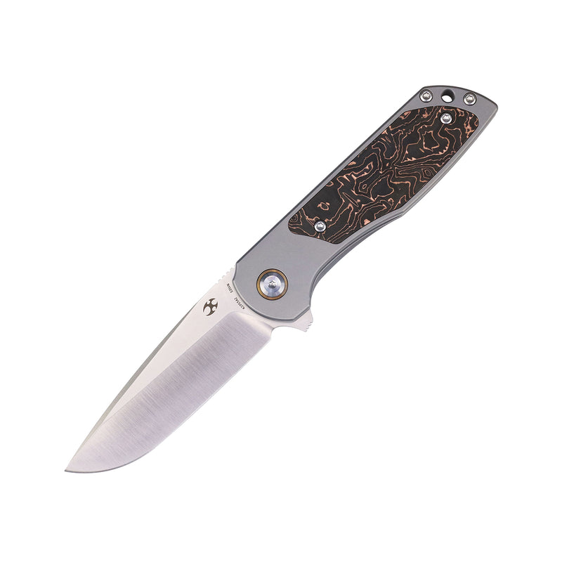 Ptarmigan | Frame Lock | Beadblasted Titanium & Copper Carbon Fiber | 3.12"Satin CPM S35VN | Jared Price Design | K2055A2