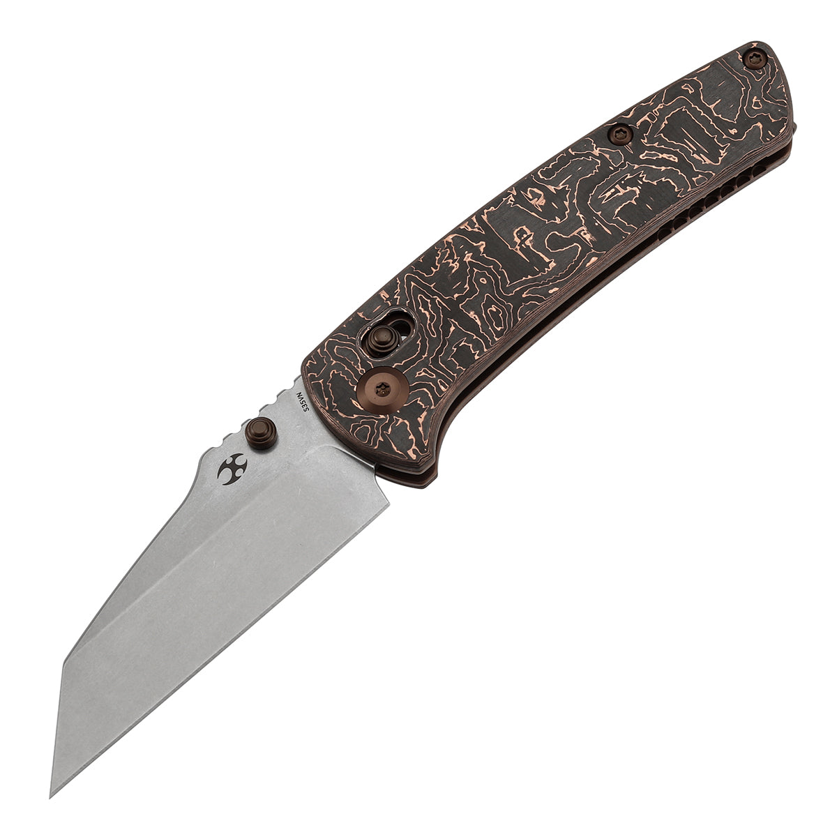 KANSEPT Main Street Crossbar Lock Knife Copper Carbon Fiber Handle