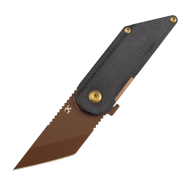 KANSEPT | Dash Liner Lock | Black Micarta | 2.26" Rose Gold Coated 154CM Blade | Pinkerton Knives | T2045A2