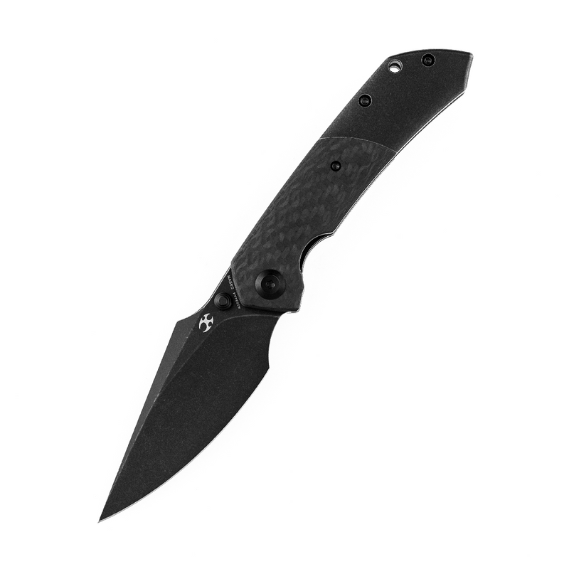 KANSEPT Fenrir Front Flipper/Thumb Stud Knife Twill Carbon Fiber +Titanium Handle (3.48'' CPM-S35VN Blade) Greg Schob Design-K1034A4