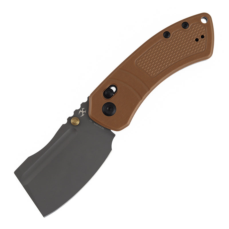 Kansept Korvid V | Crossbar Lock | Brown G10 with Diamond Pattern | 2.91" Gray TiCn Coated D2 Blade | Koch Tools Designed | TE2030V4
