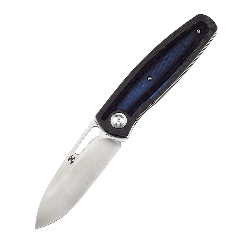 KANSEPT Mato K1050A4 Satin CPM-S35VN Blade Twill Carbon Fiber +Blue Black G10 Handle with Villella Knives Design