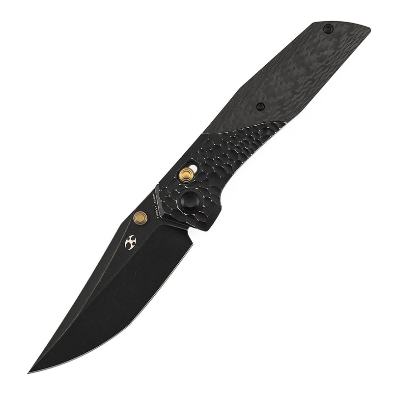 Deadite | Blackwash Aluminum (rock texture) with Twill Carbon Fiber Scales | 3.52" 154CM Blade | Tuffknives Design | T1081V4